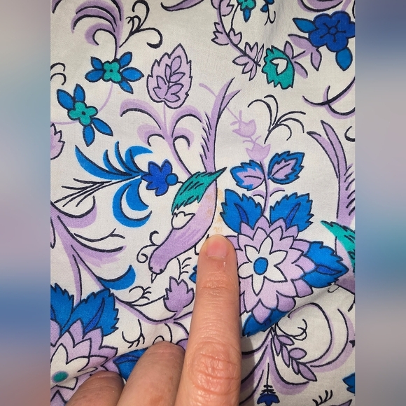 Talbots Square Neck Short Puff Sleeve Songbird Floral Print Shirt Size Small - Picture 4 of 10